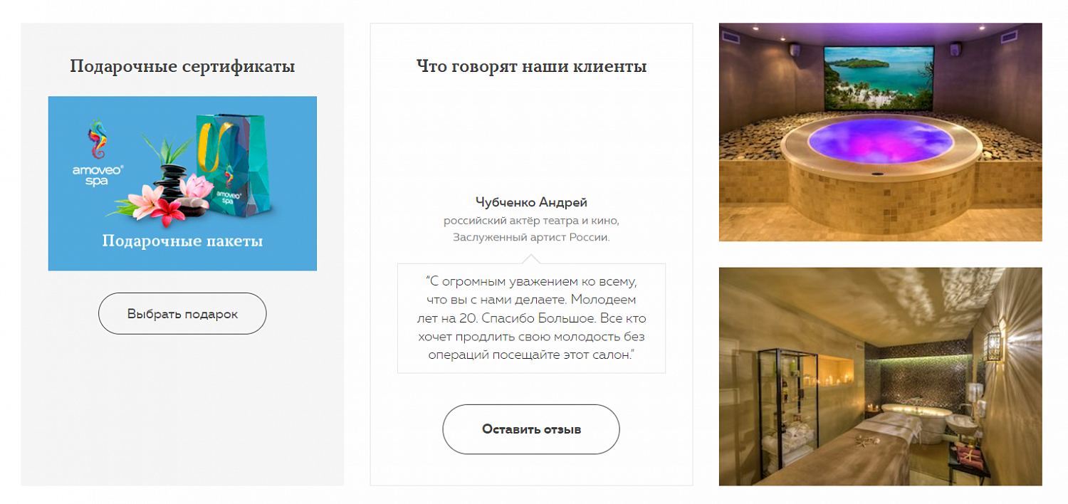 Разработка и поддержка сайта спа салонов Amoveo Spa
